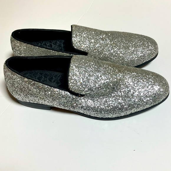 INC Sparkly Silver Loafers - Picture 1 of 7